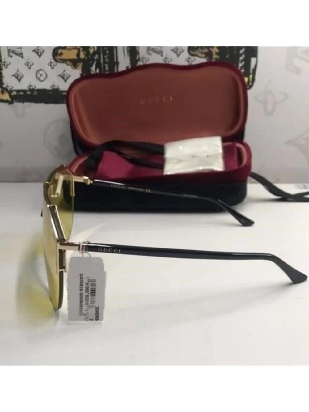 New Authentic Gucci Yellow Lens Sunglasses GG0584s 004 , description : Gucci GG0